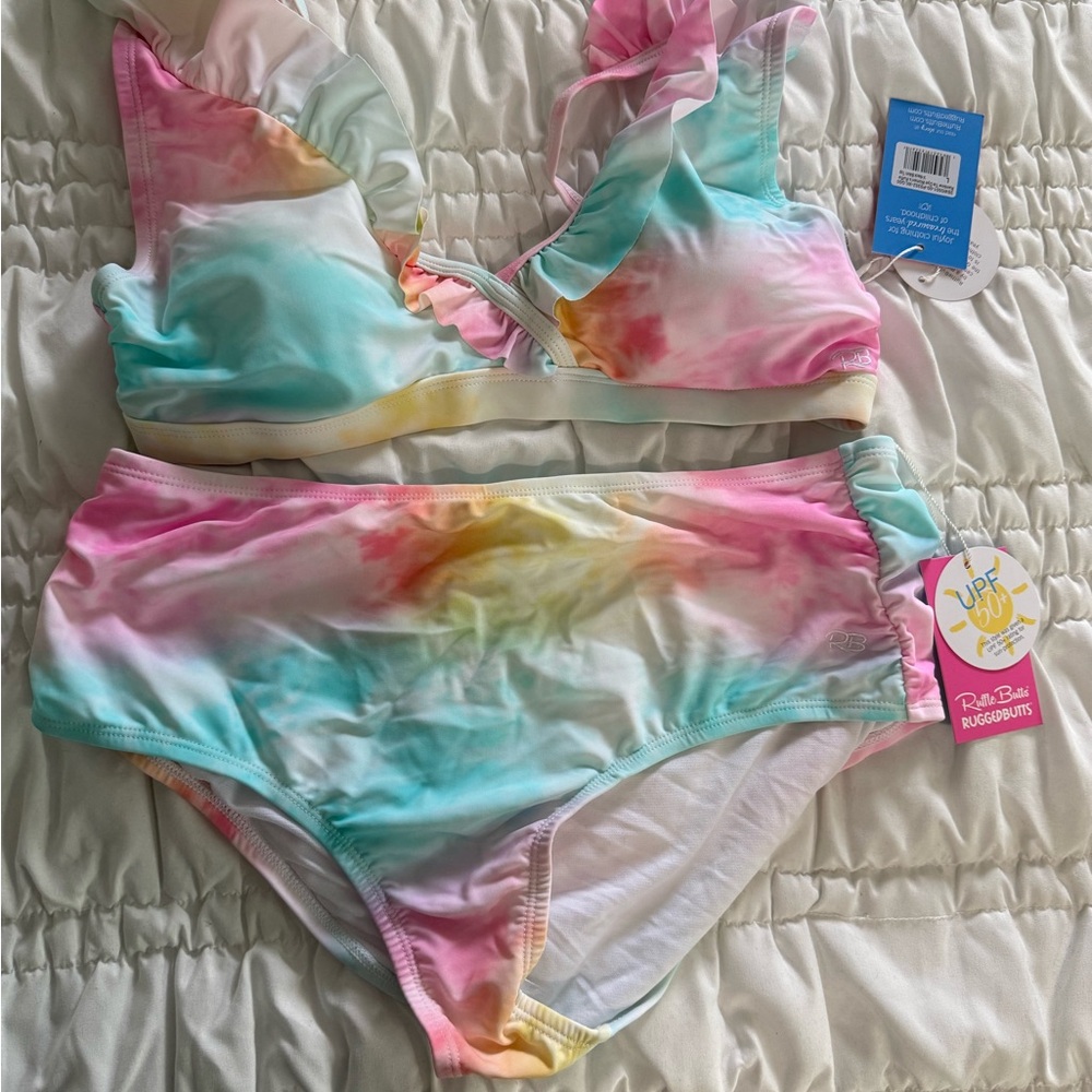 Ruffle Butts Pastel Tie-Dye Bikini Set